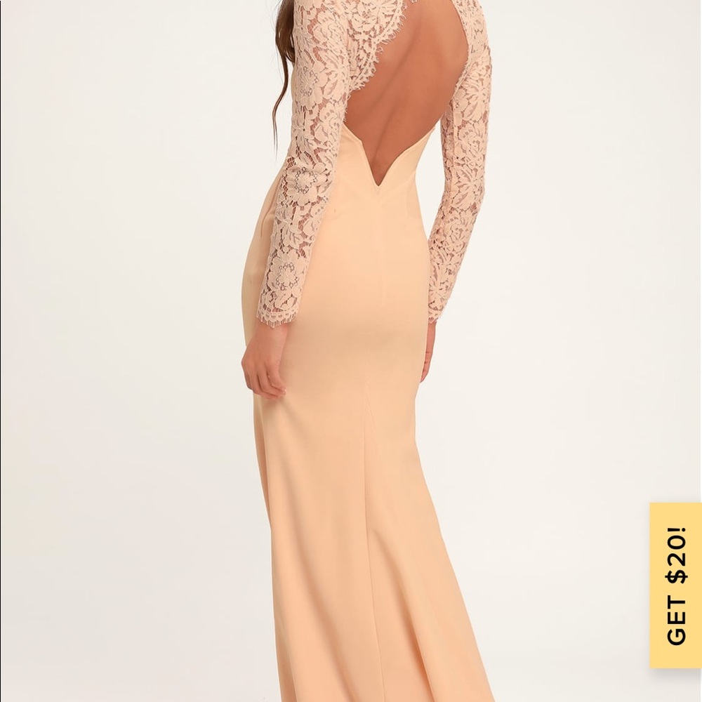 WHENEVER YOU CALL BLUSH LACE MAXI DRESS